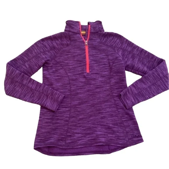 Cabela’s purple 1/4 zip contrast hot pink trim athletic top size medium - Picture 2 of 12